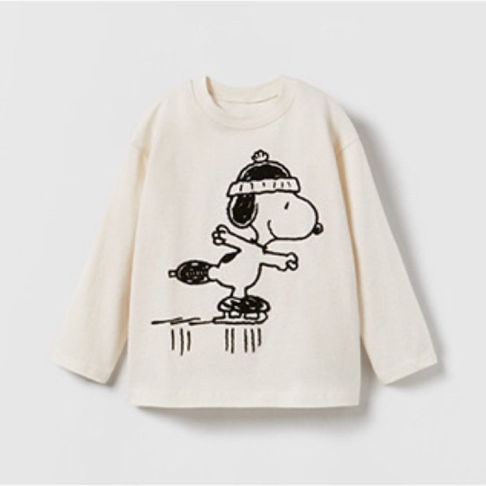 Zara Cream Snoopy Long Sleeve Tee